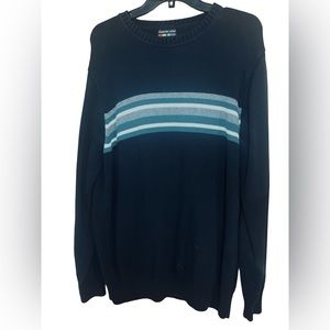 Alexander Julian Colours Knit Black With Stripes Sweater Men’s Size LT